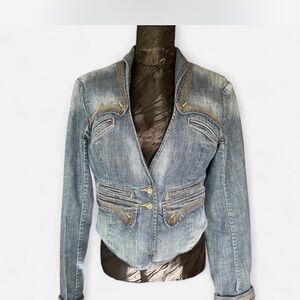 sass & bide Blue Denim Jacket with Gold Details